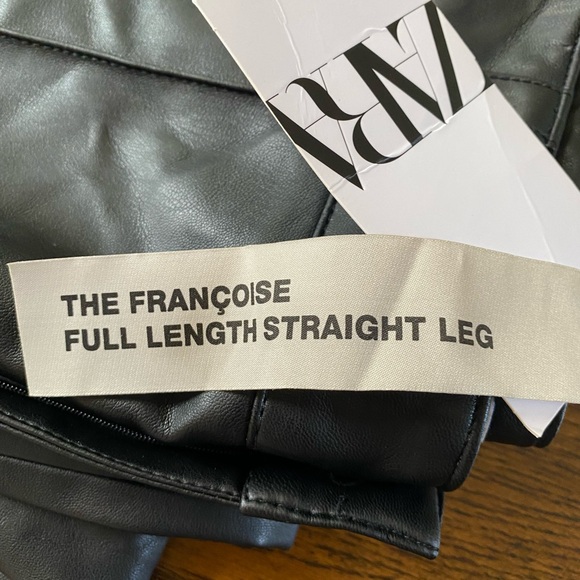 Pleather black pants Full length straight pants by Zara Medium - Picture 6 of 12